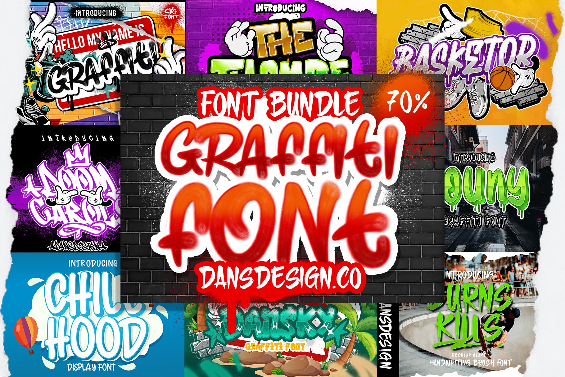 GRAFFITI FONT BUNDLE cover image.