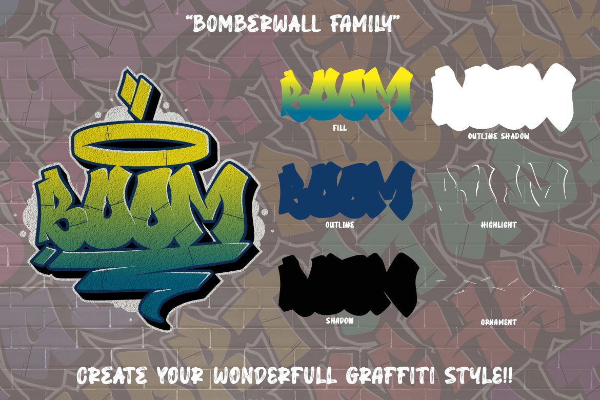 Bomber Wall Graffiti Font preview image.