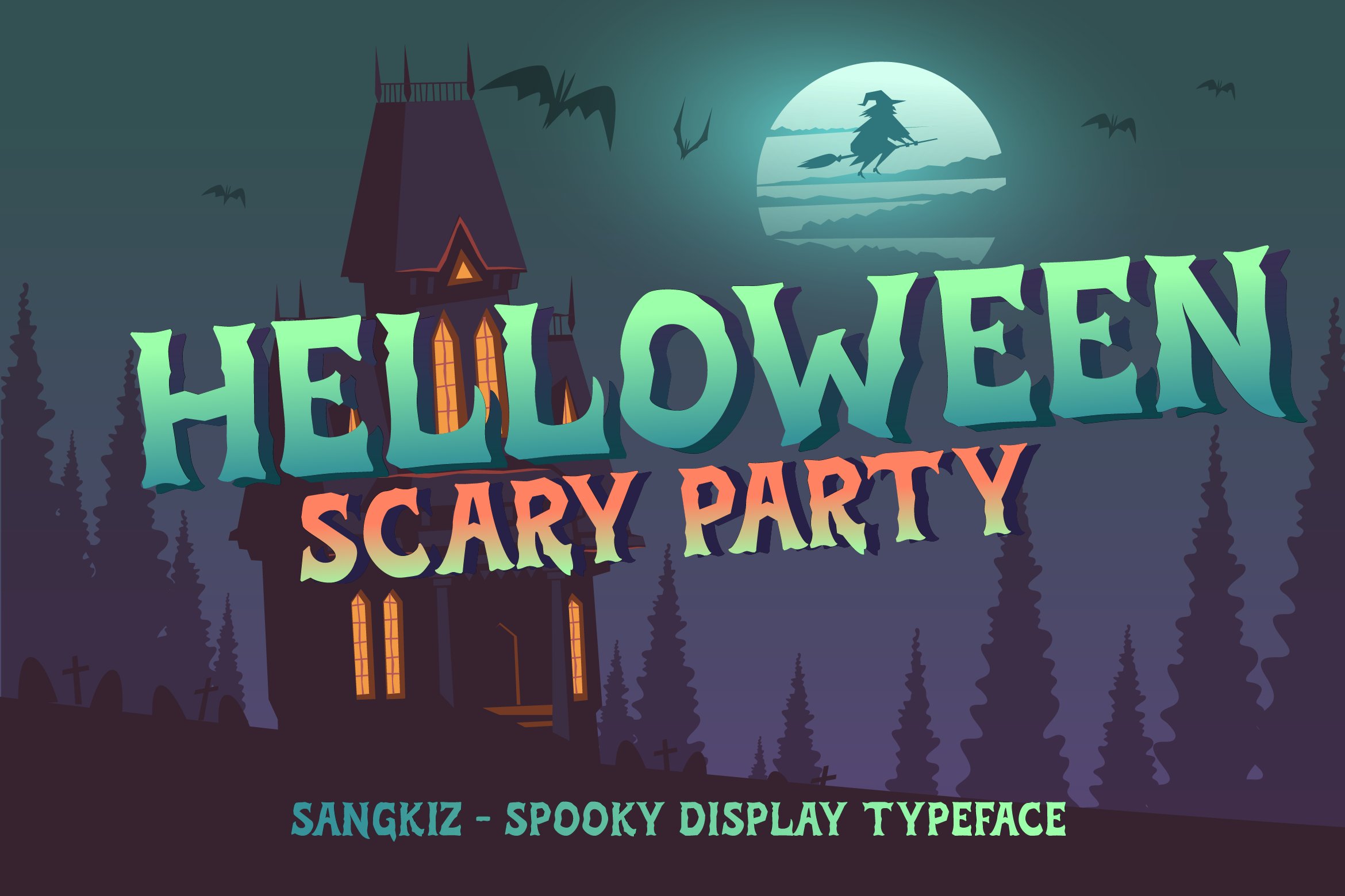 Sangkiz - Spooky Display Typeface preview image.