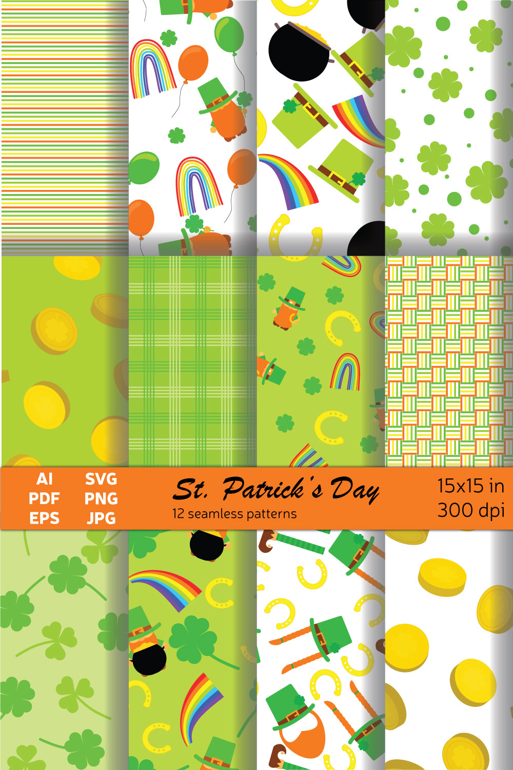 Seamless Pattern for St Patrick's Day pinterest preview image.
