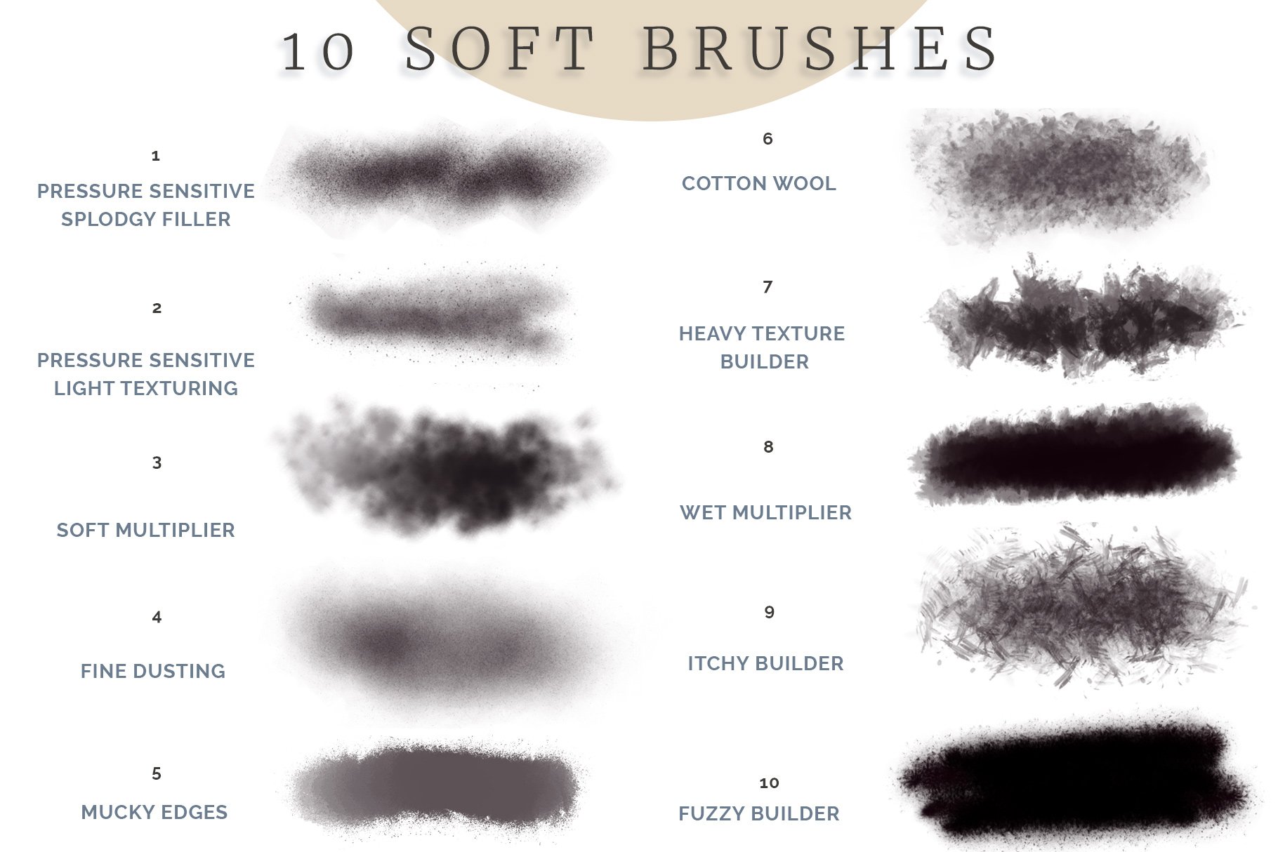 Photoshop brushes, stamps, soft inkpreview image.
