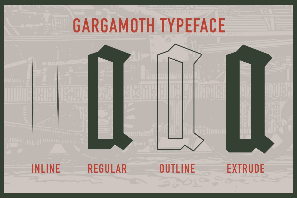 Gargamoth - Blackletter Typeface preview image.