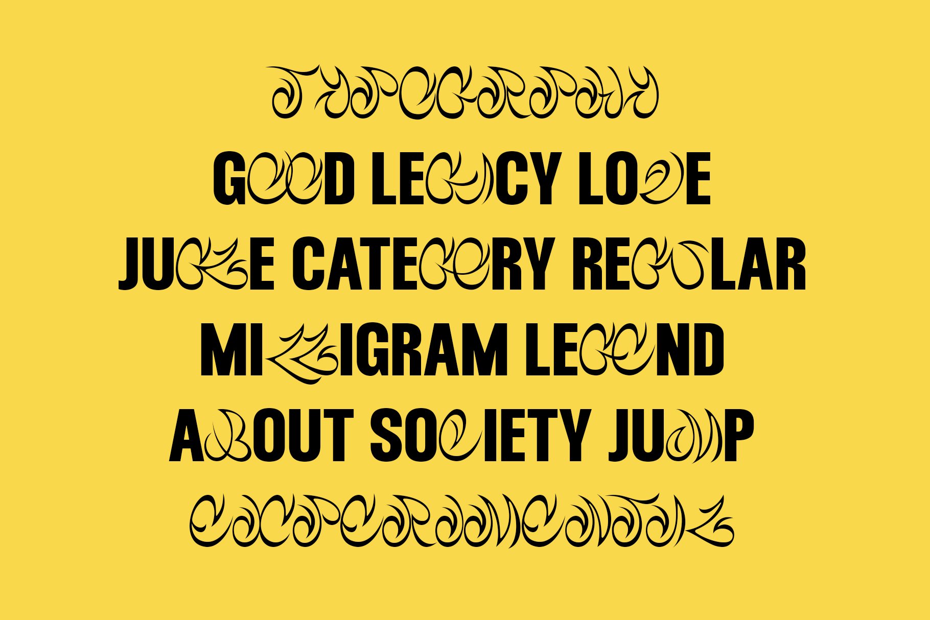 A black and yellow typeface with a yellow background.