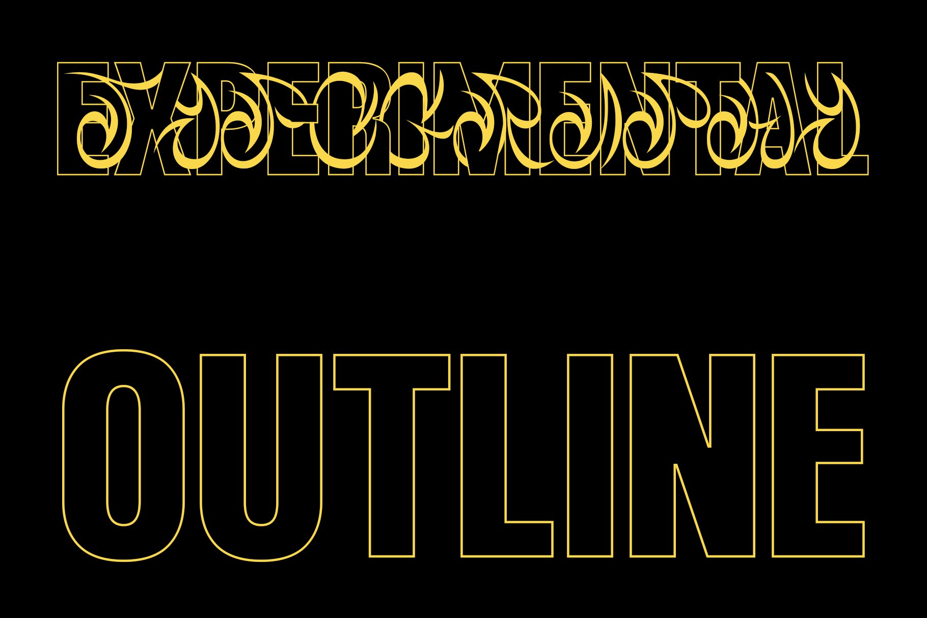 A black and yellow typeface with the words outlining.