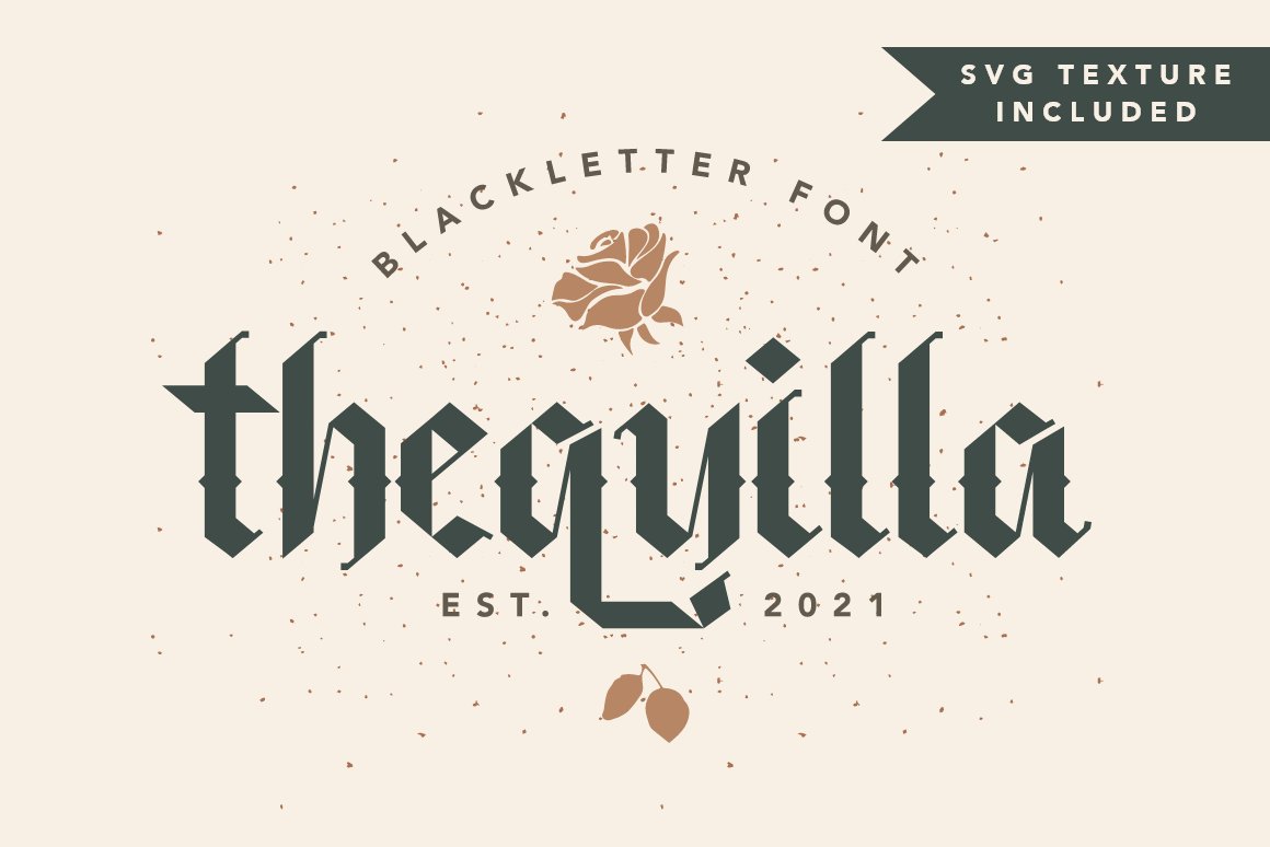 Thequilla Blackletter Font cover image.