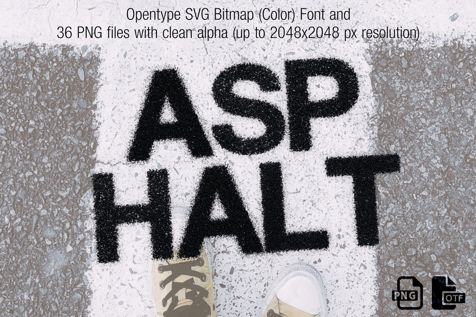 Asphalt Opentype SVG Font and PNGs cover image.