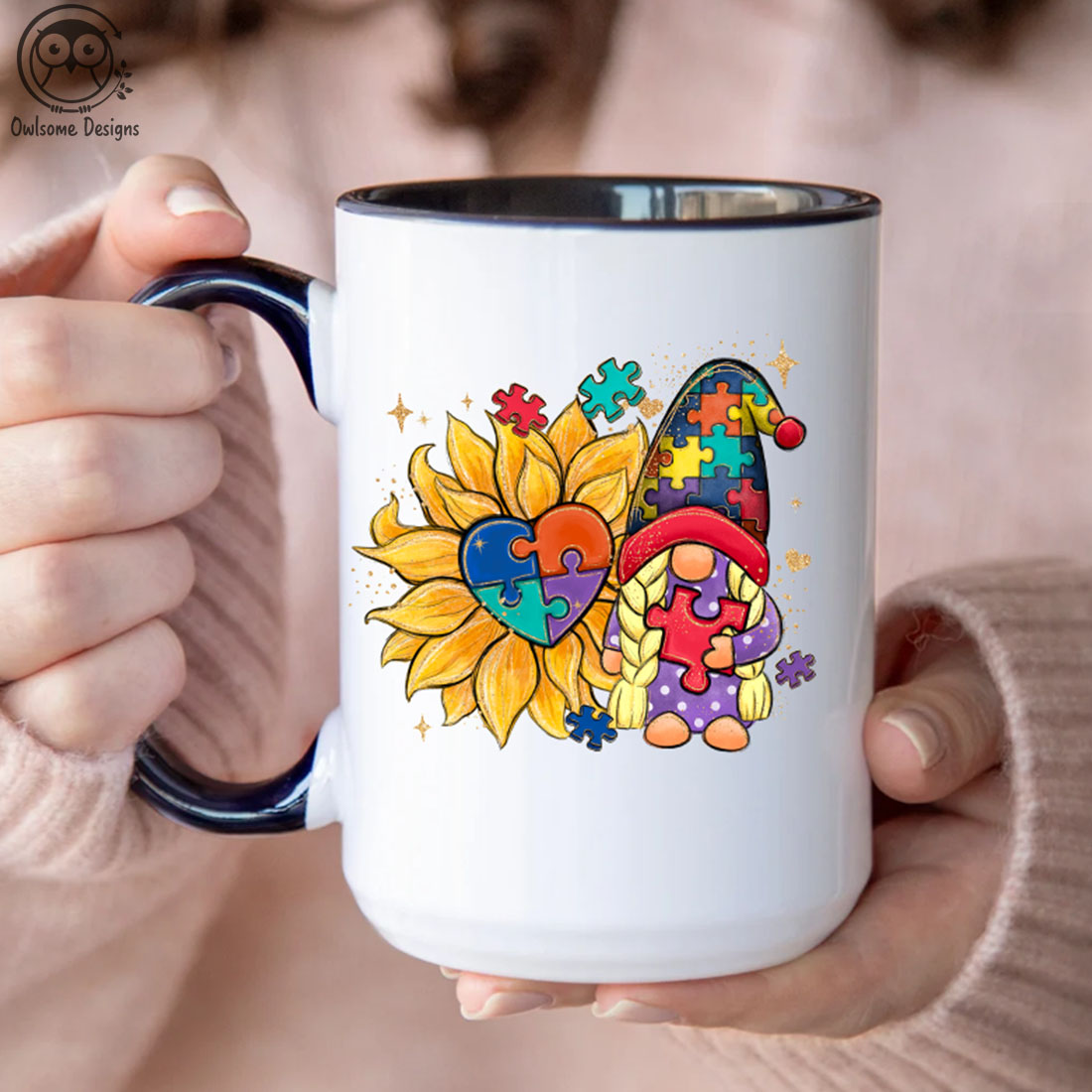 Autism Gnome Sunflower PNG Sublimation preview image.