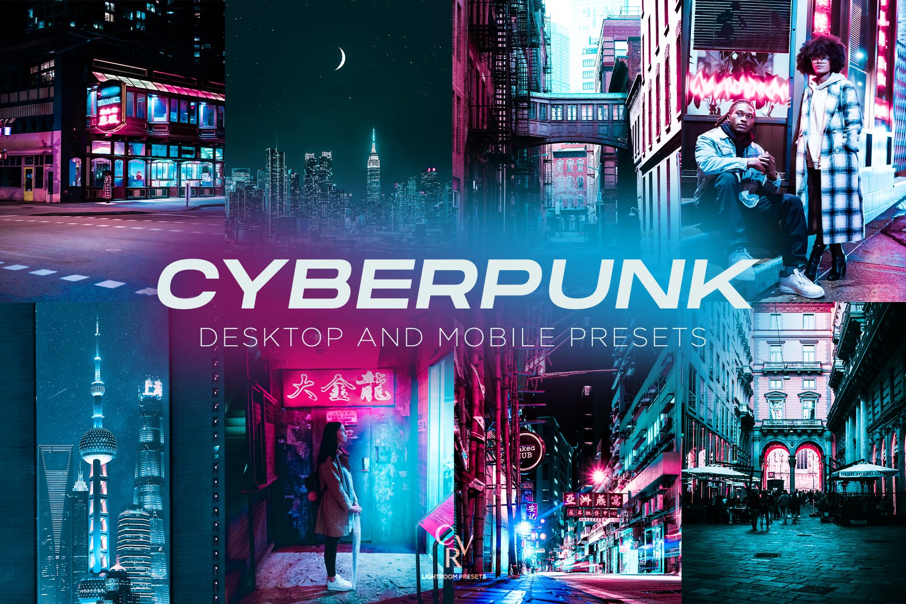 10 Cyberpunk Lightroom Presetscover image.