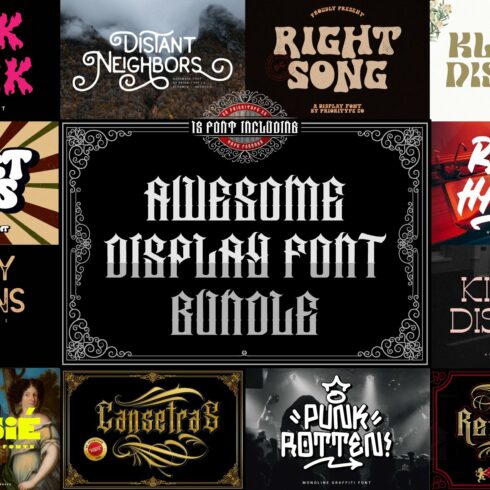 Awesome Display Font Bundle cover image.