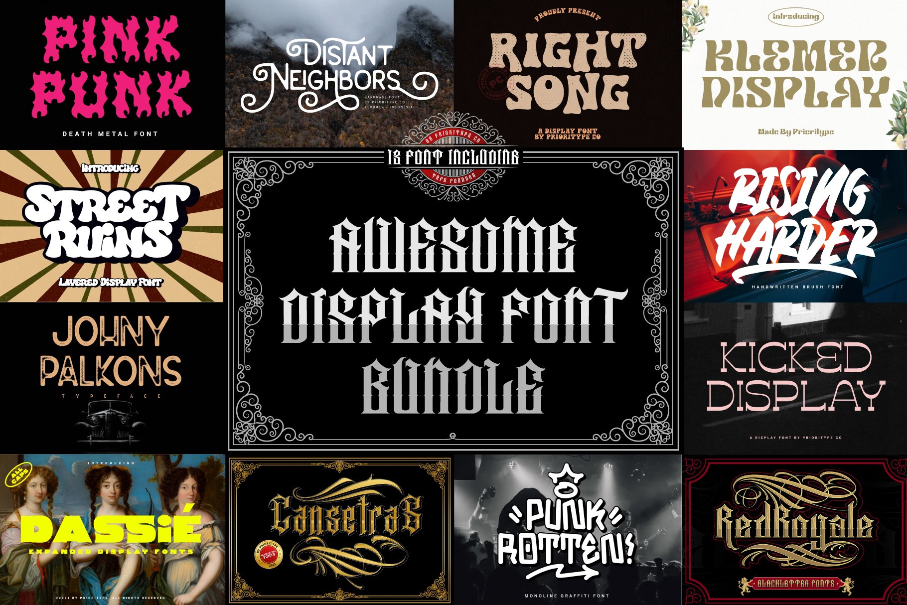 Awesome Display Font Bundle cover image.