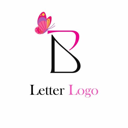 B Letter Feminine Logo With Butterfly Design cover image.