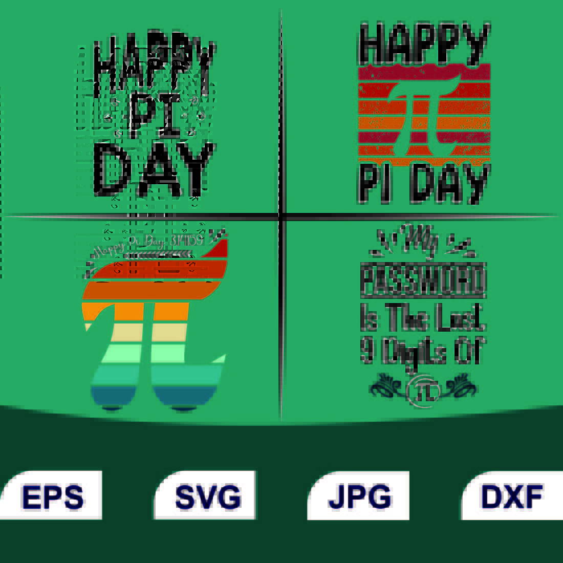 Happy Pi Day T-shirt Design Bundle preview image.