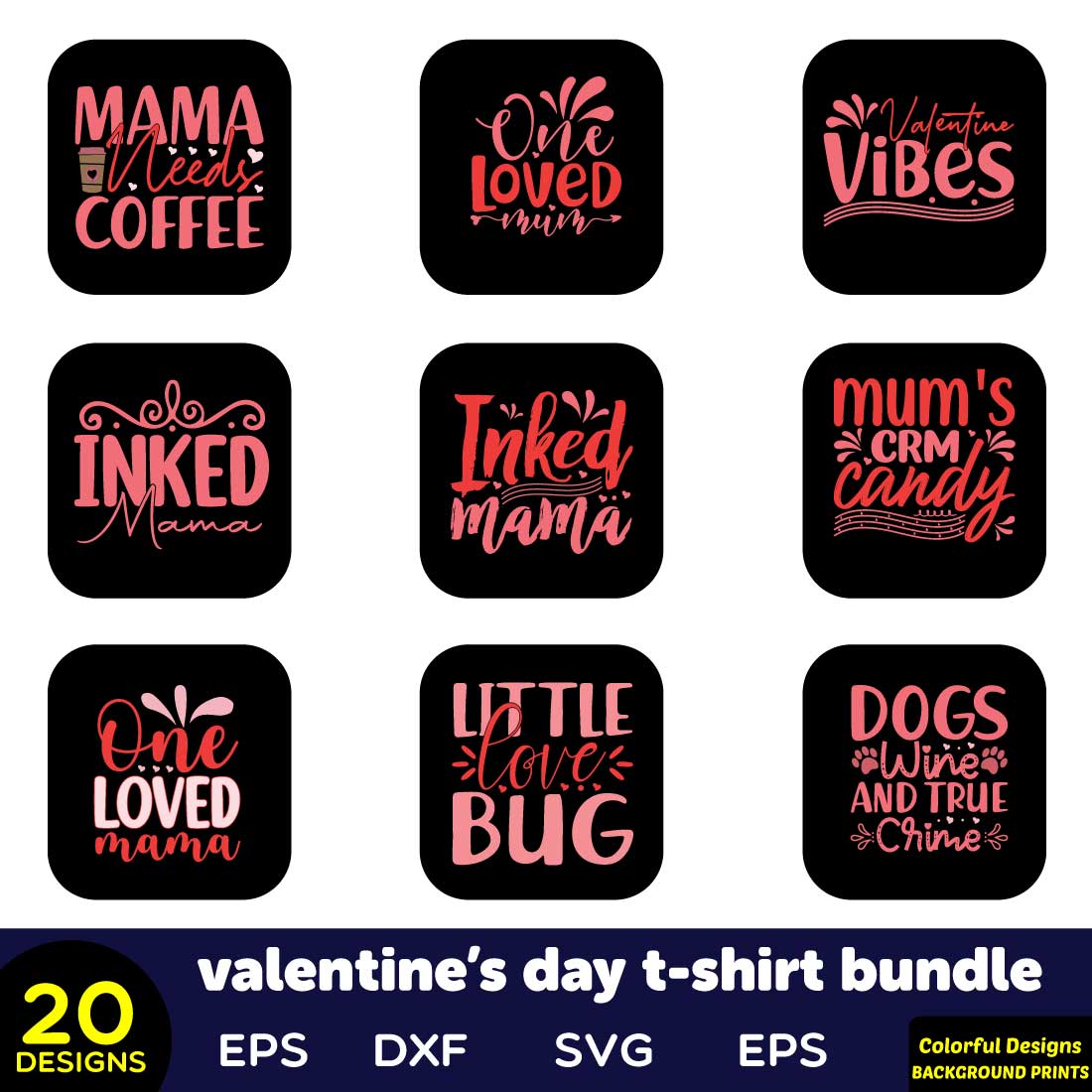 valentine's day t-shirt bundle cover image.