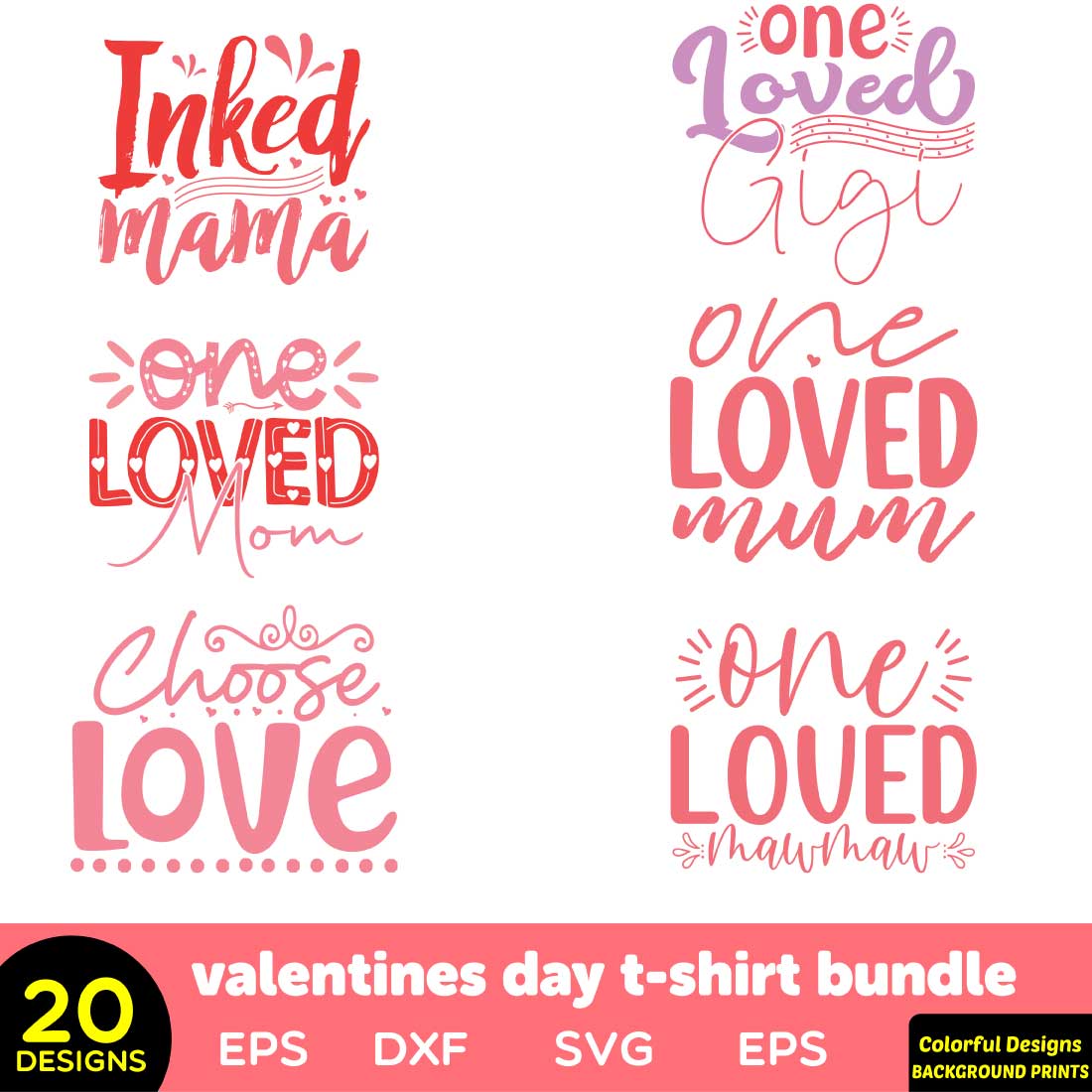 valentine's day t-shirt bundle preview image.