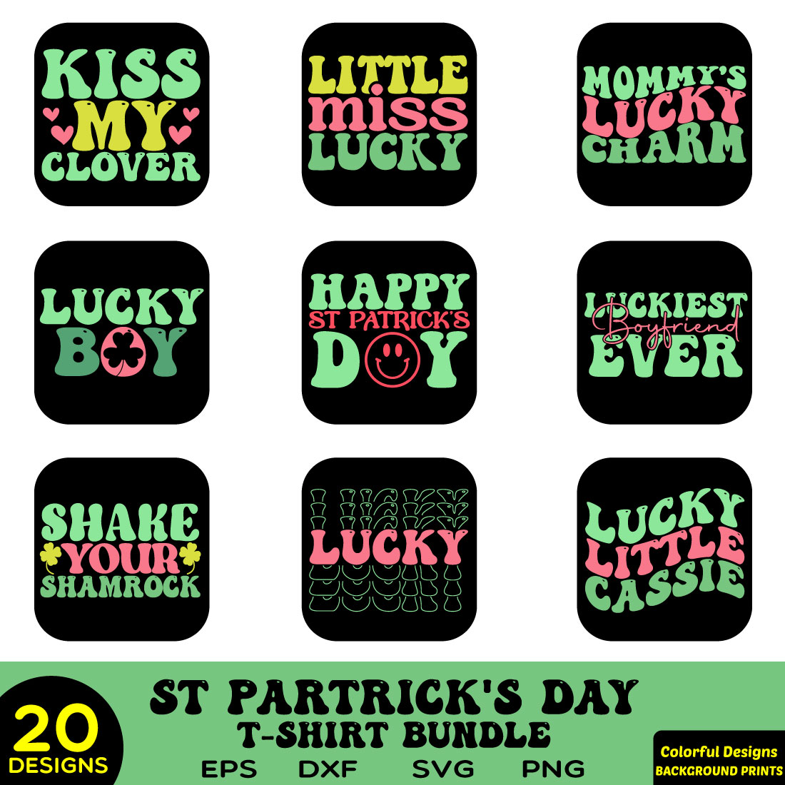 Retro StPatrick’s Day T Shirt Bundle preview image.