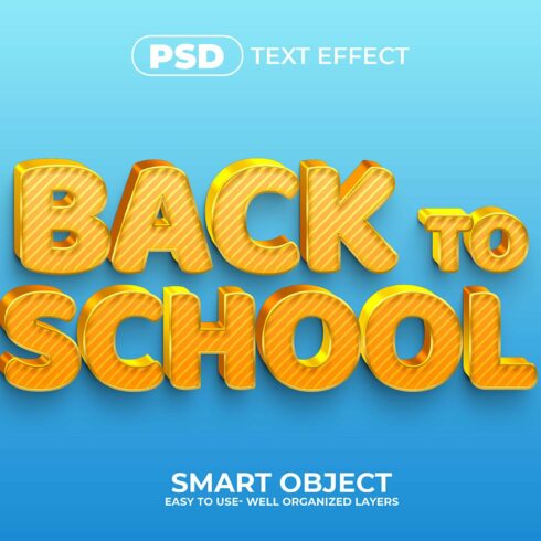 Back To School 3D Editable psd Textcover image.