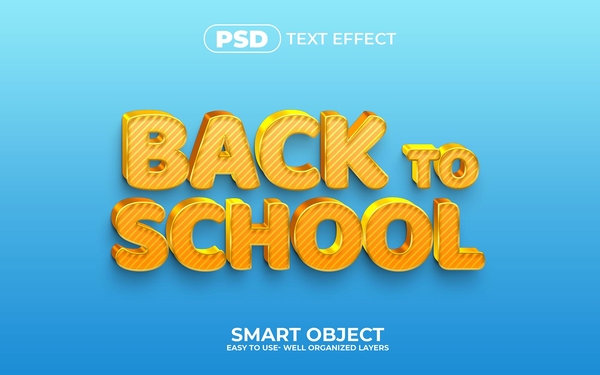 Back To School 3D Editable psd Textcover image.