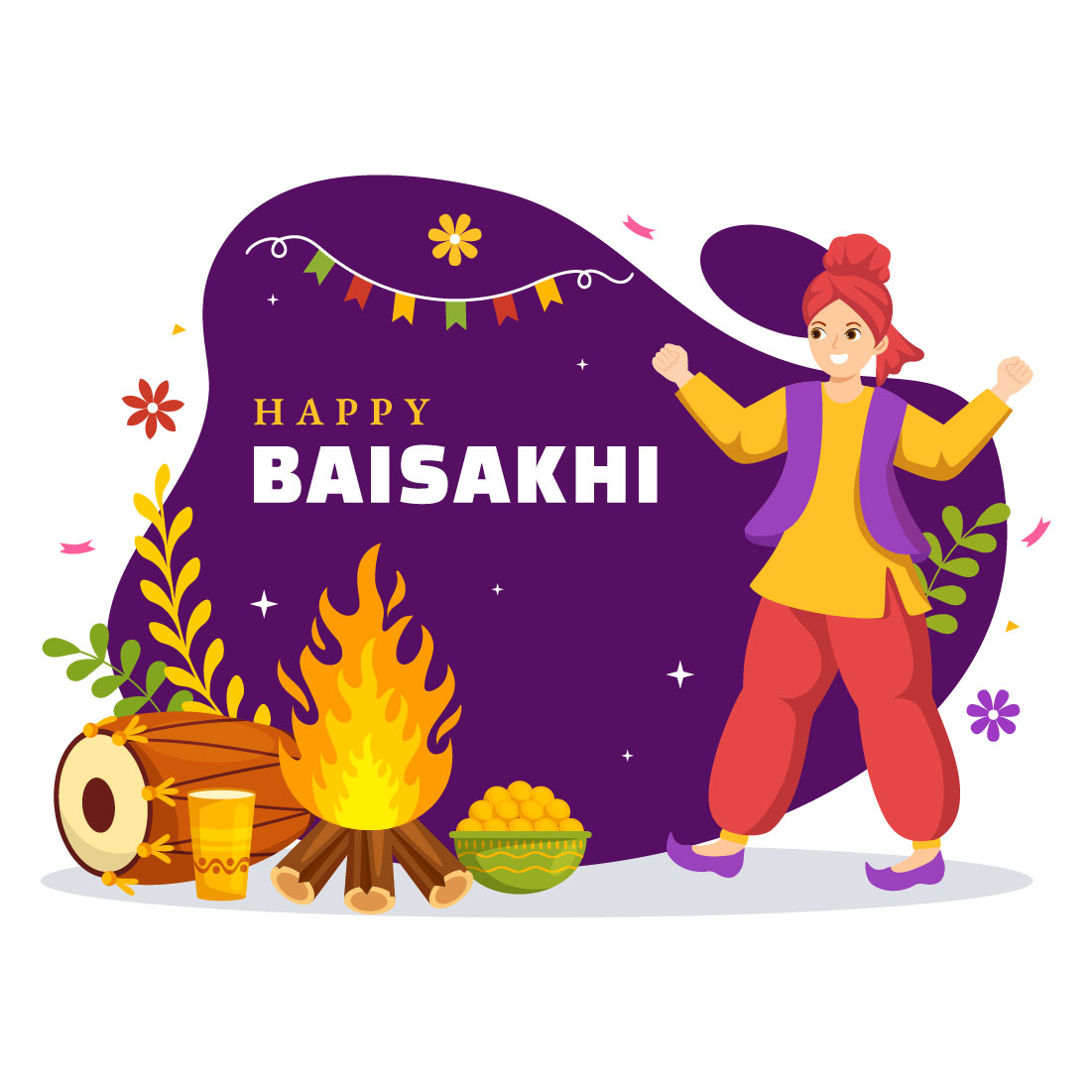 17 Happy Baisakhi Illustration preview image.