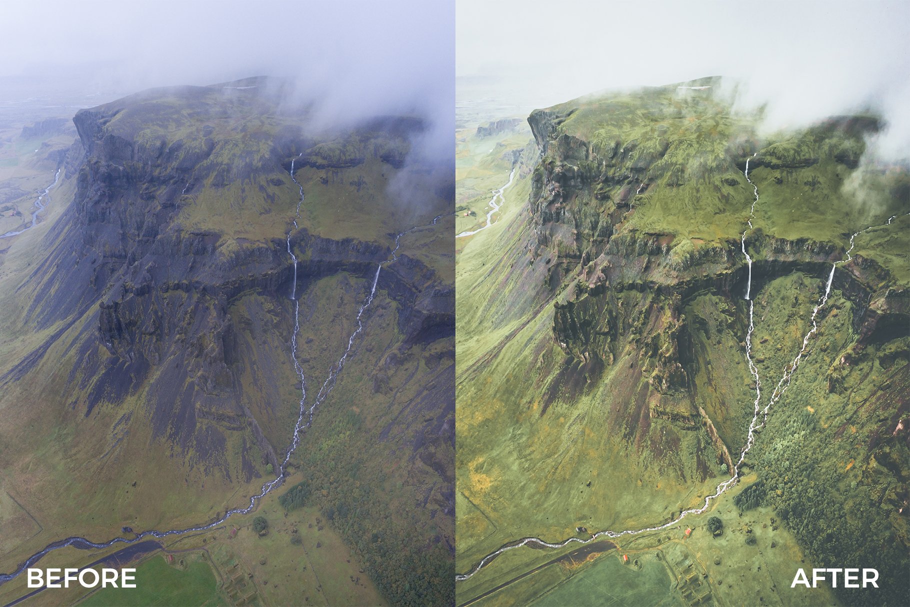 banner drone preset before after iceland 911