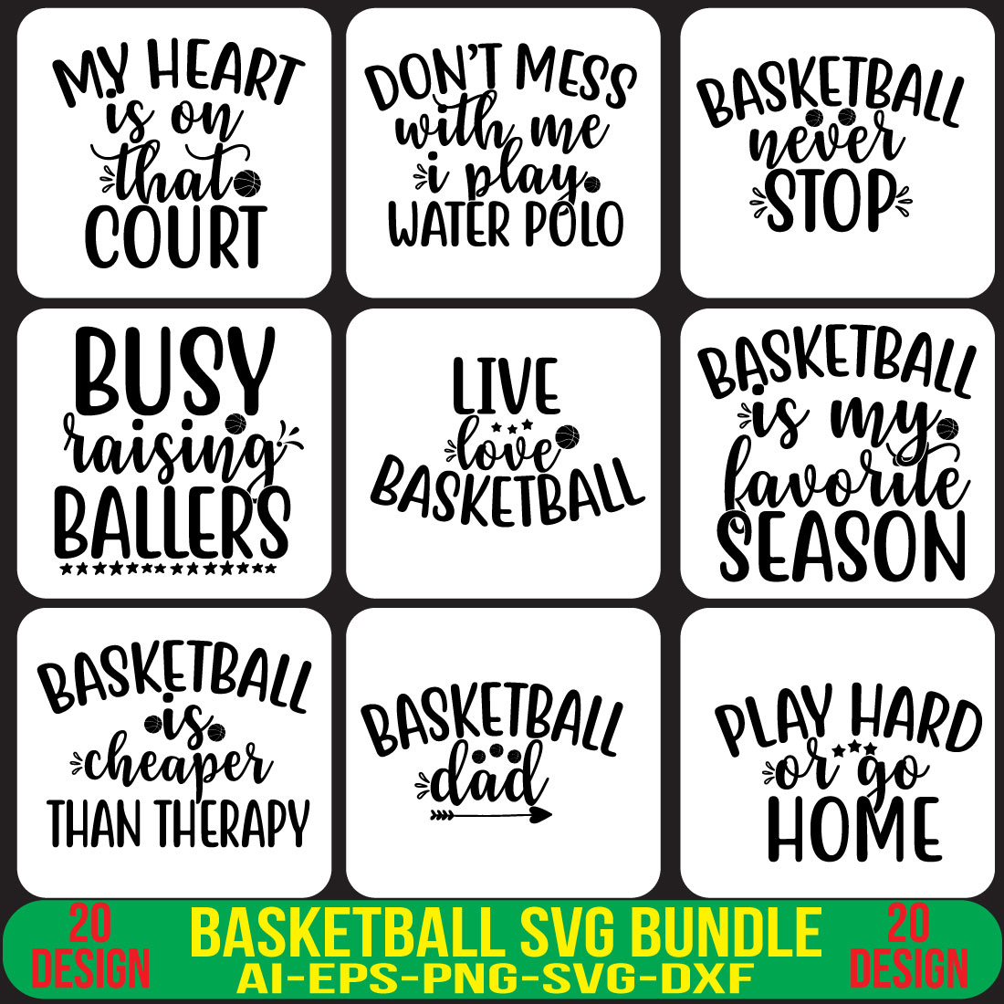 Basketball SVG Bundle cover image.