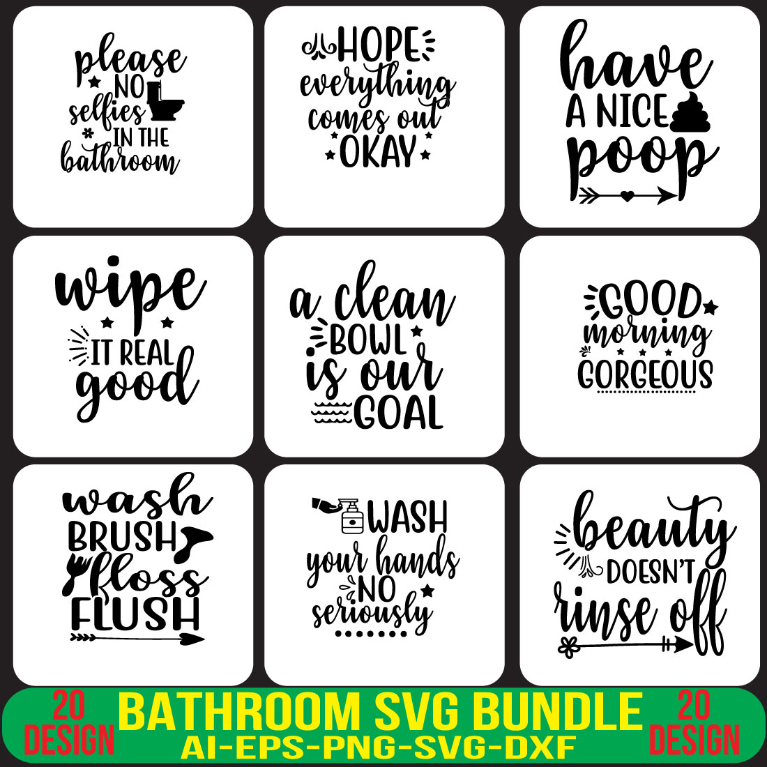 Bathroom SVG Bundle preview image.