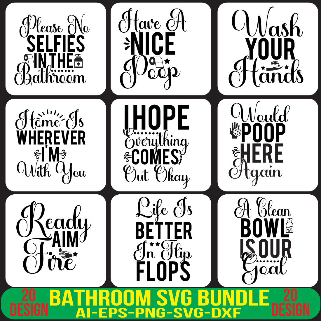 Bathroom SVG Bundle preview image.