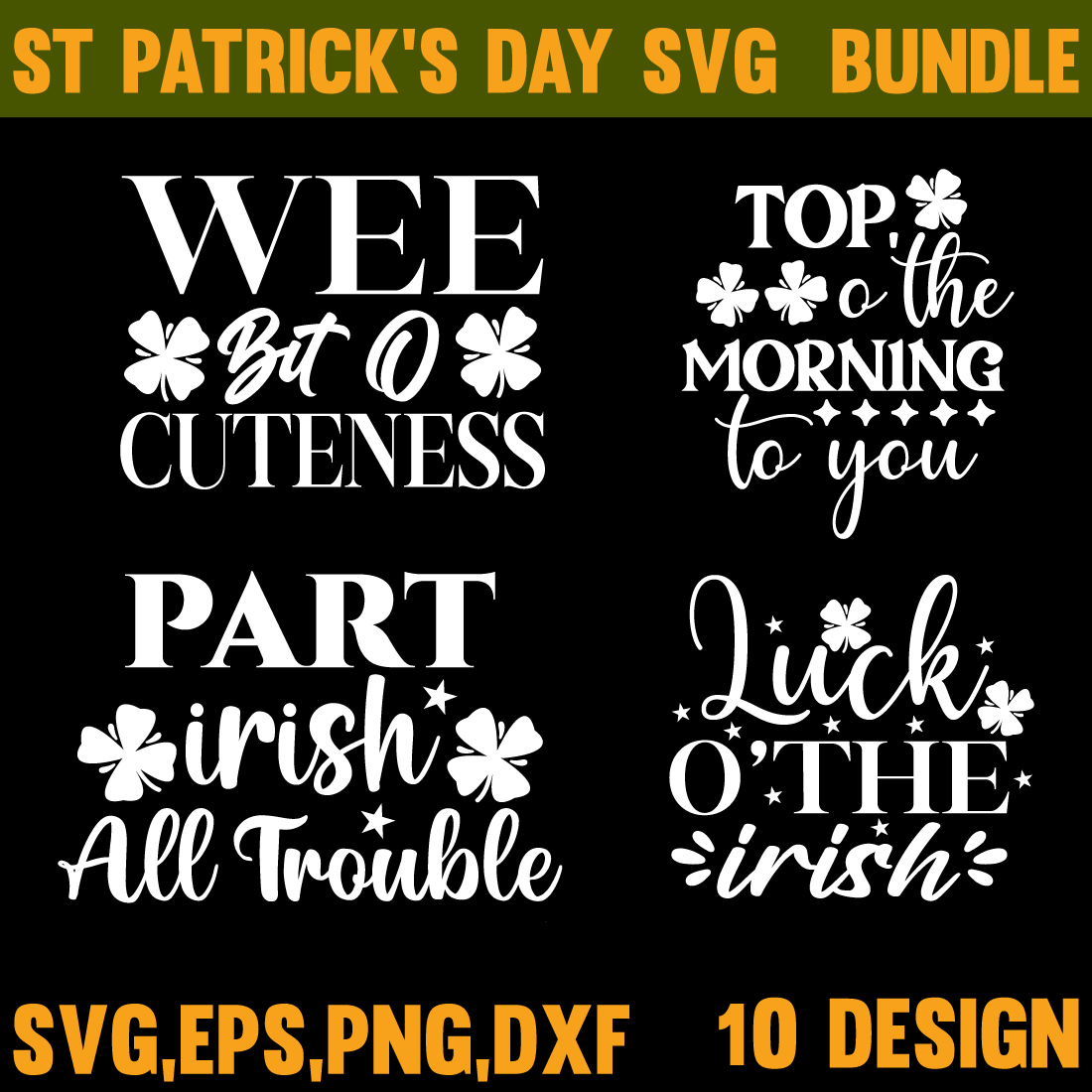 10 St Patrick\'s day SVG bundle cover image.