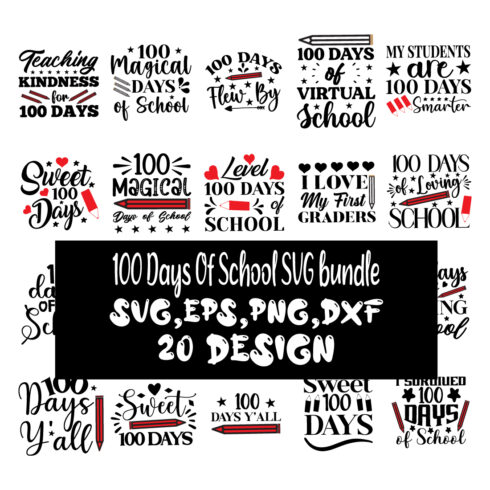 100 Days Of School SVG bundle cover image.