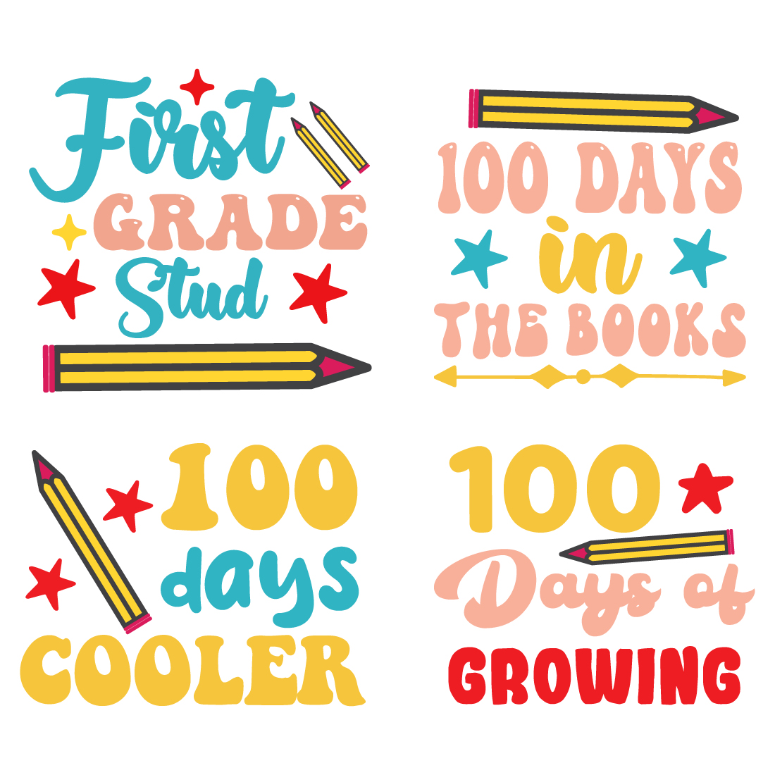 100 Days Of School SVG bundle preview image.