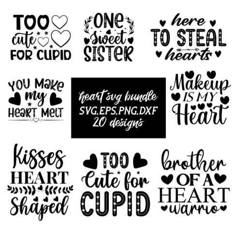 20 heart SVG bundle cover image.