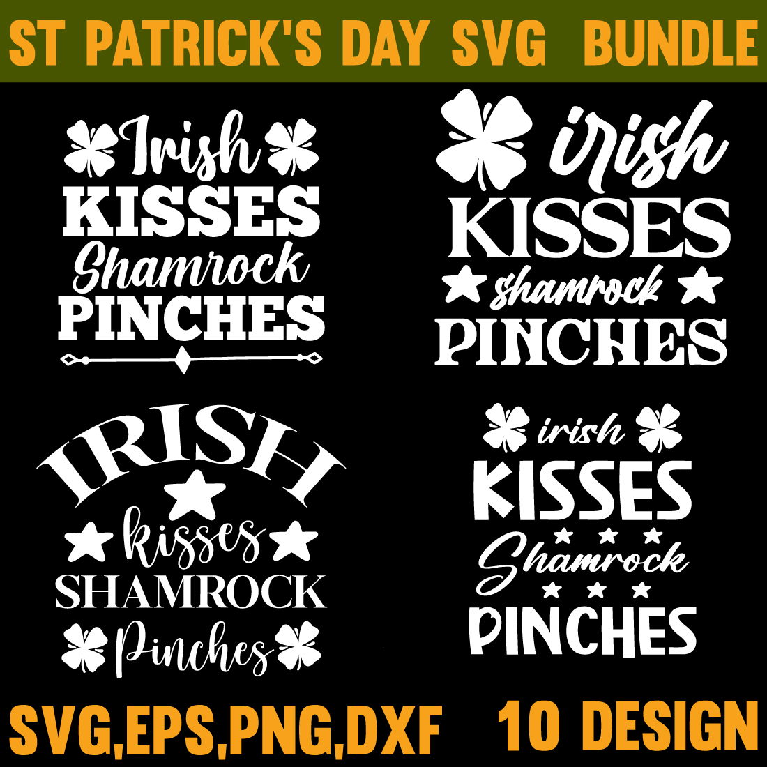 10 St Patrick\'s day SVG bundle preview image.