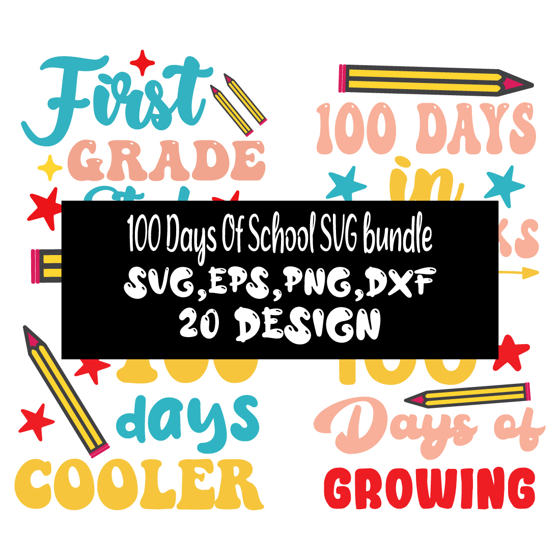 100 Days Of School SVG bundle cover image.