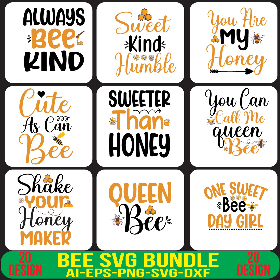 Bee SVG Bundle preview image.