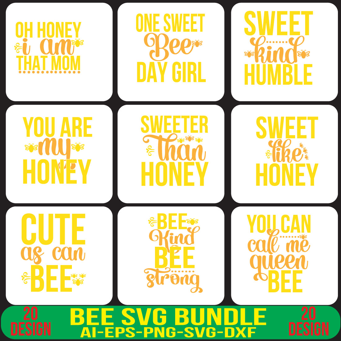 Bee SVG Bundle preview image.