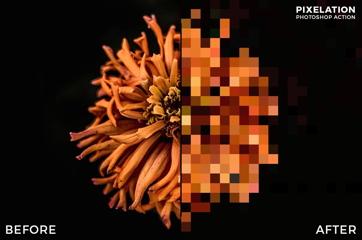 Pixelation Photoshop Actionpreview image.