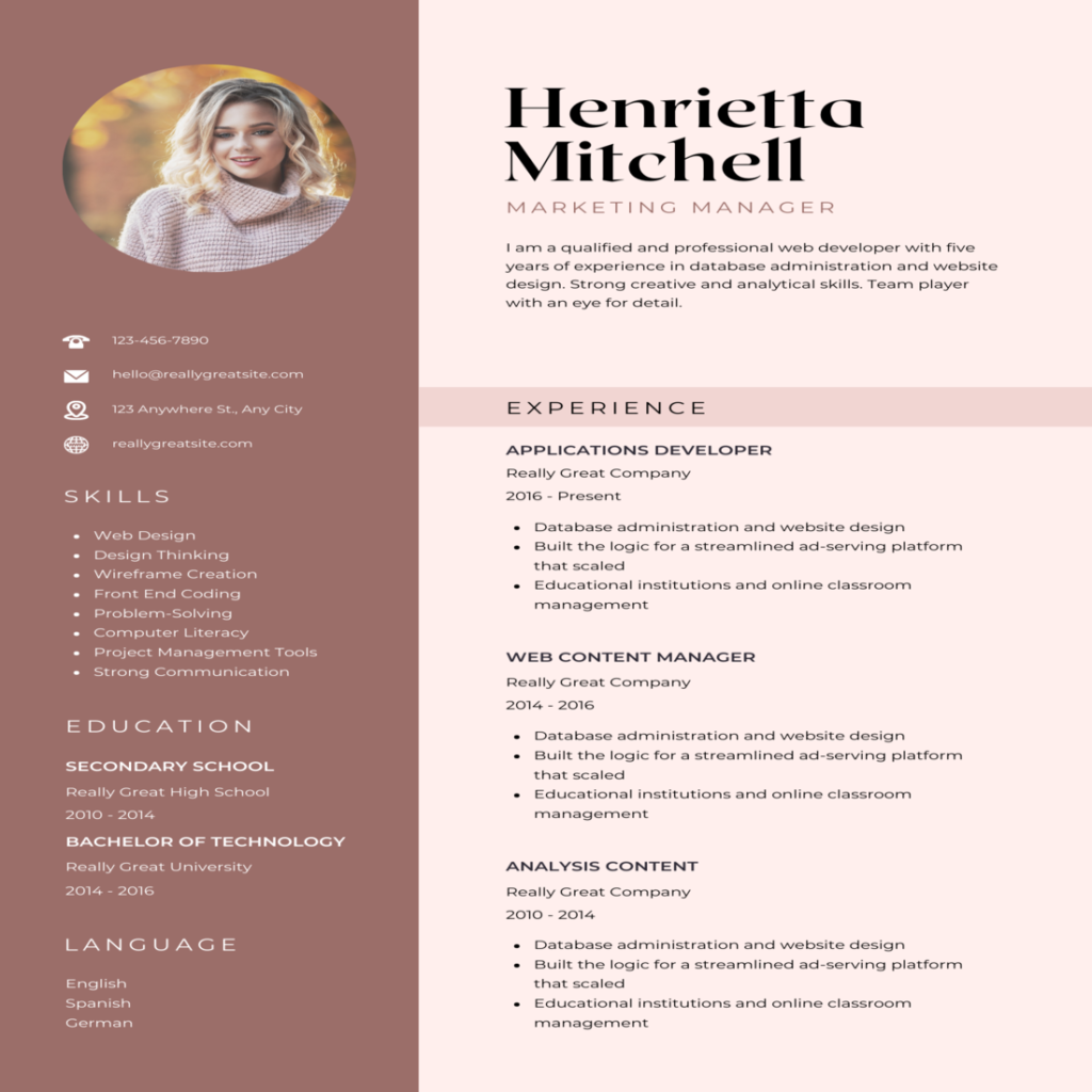 simple resume for women - MasterBundles