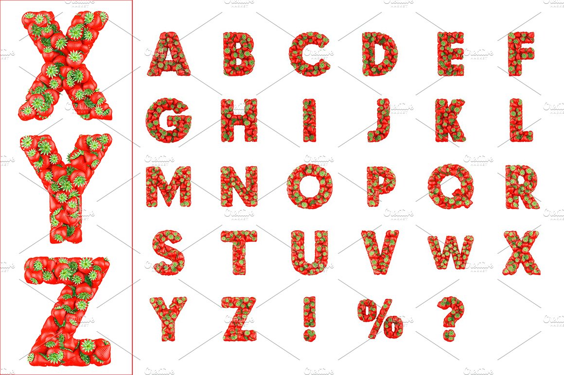 Set of letters made from Strawberrie cover image.