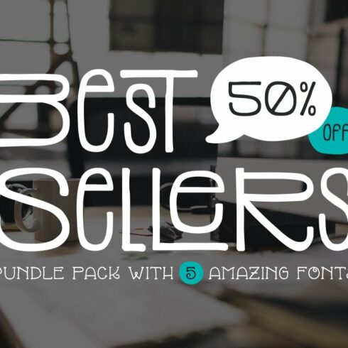 Top 5 Bestselling Fonts Bundle Pack cover image.