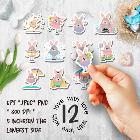 Easter bunny sticker set | Printable stickers for Cricut cover image.