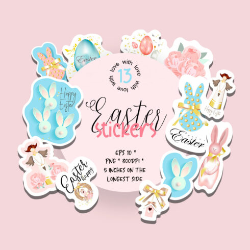 Easter stickers | 13 png/jpeg/eps cover image.