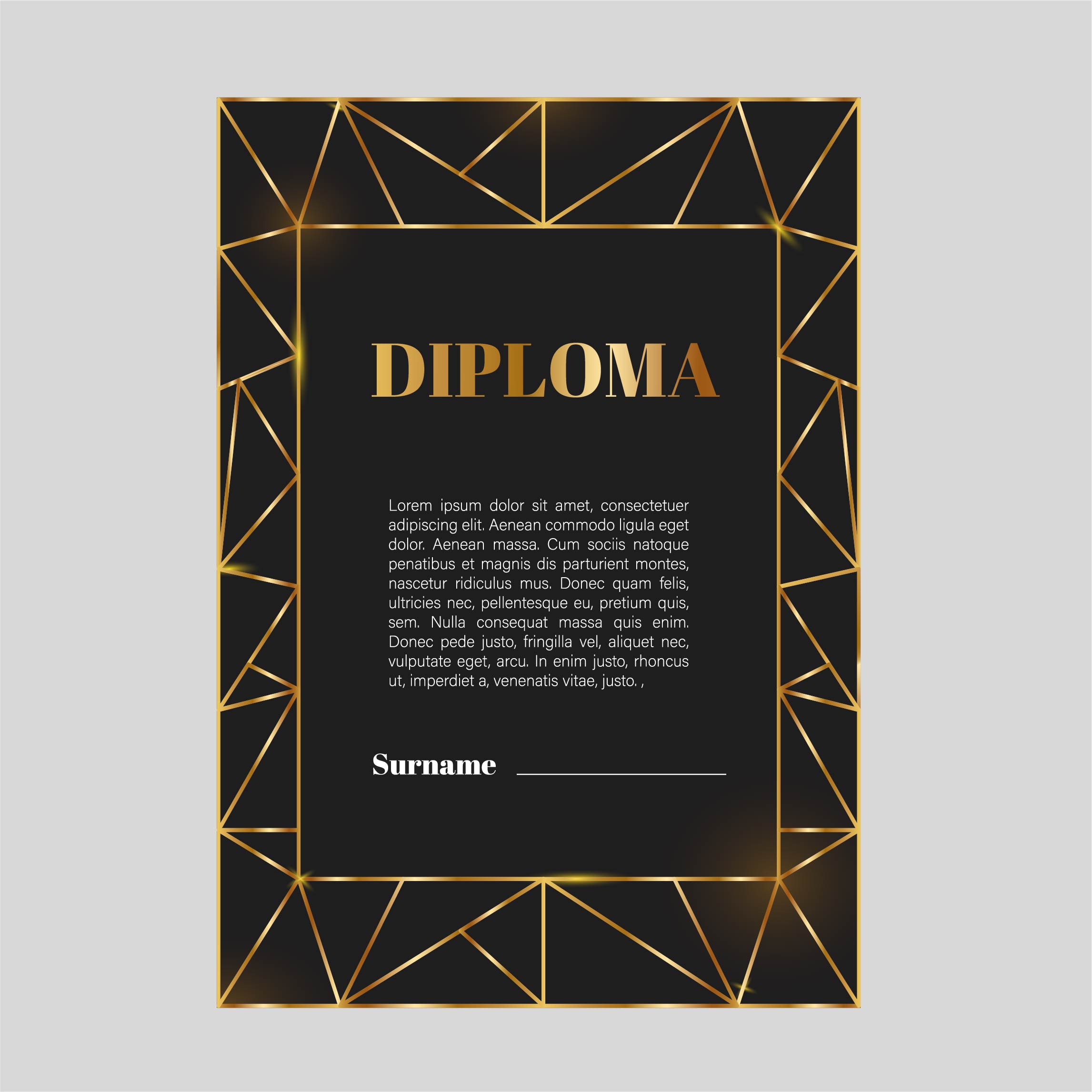 Certificate or diploma template on black background cover image.