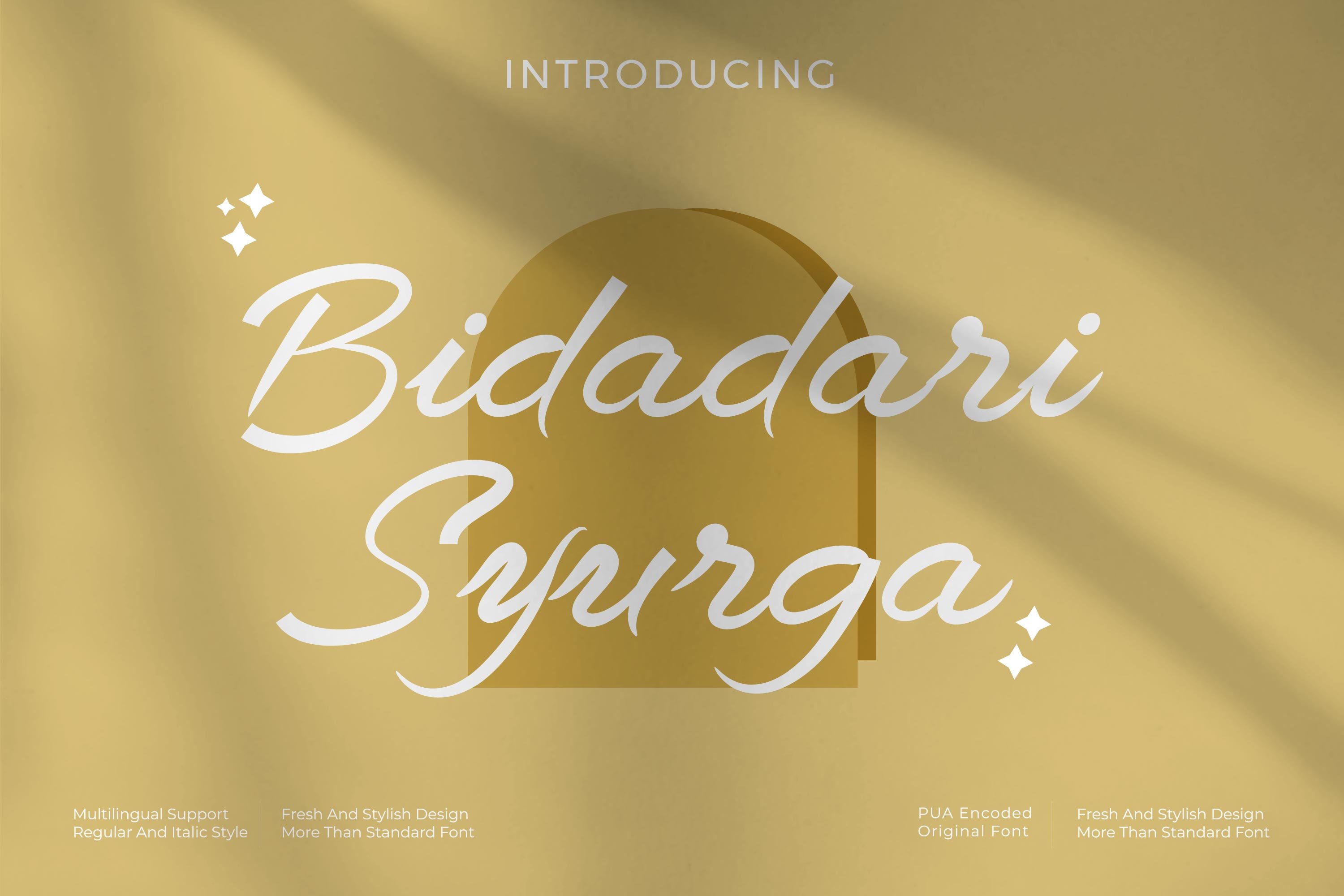 Bidadari Syurga - Script style font cover image.