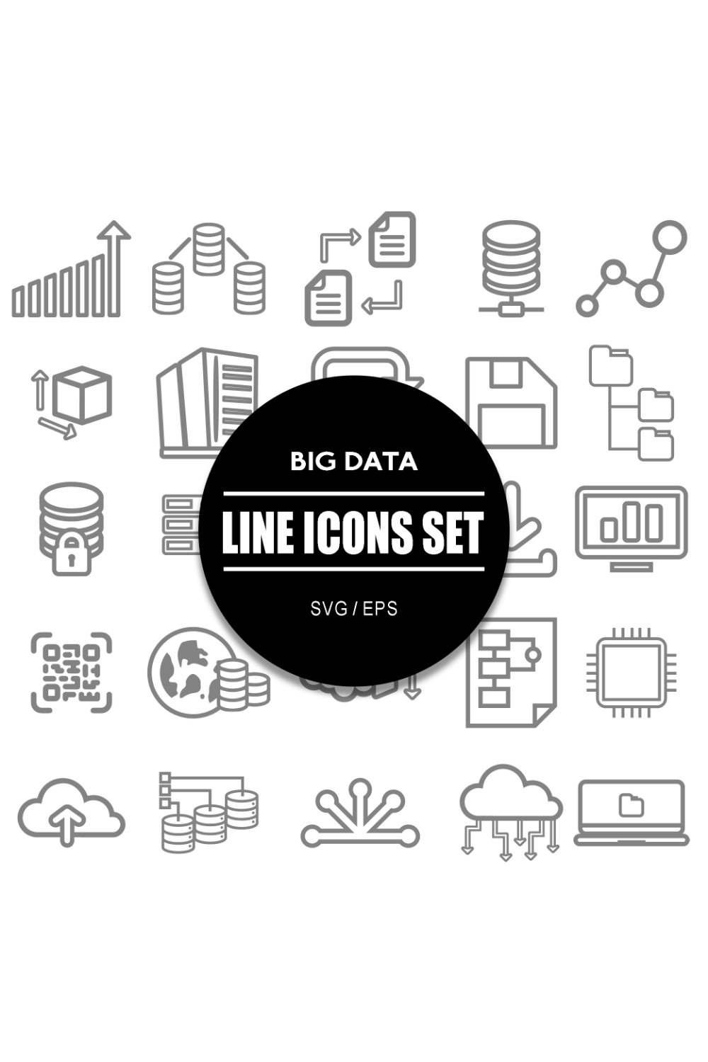 Big Data Icon Set pinterest preview image.