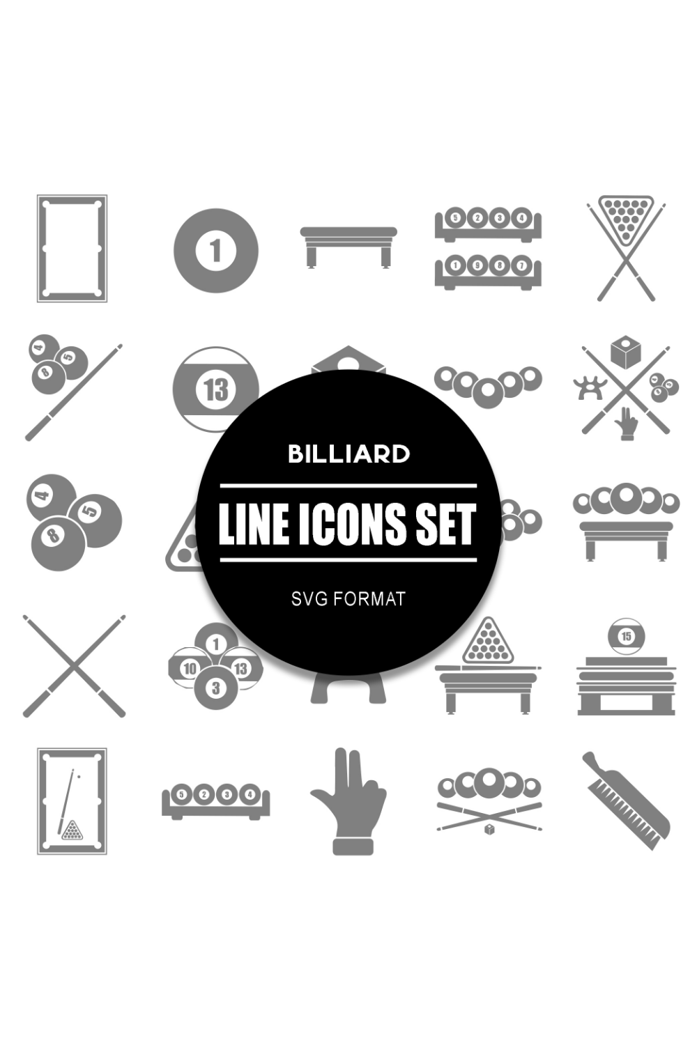 Billard Icon Set pinterest preview image.