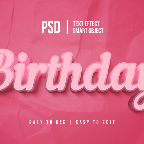 birthday text effect with pink colorcover image.