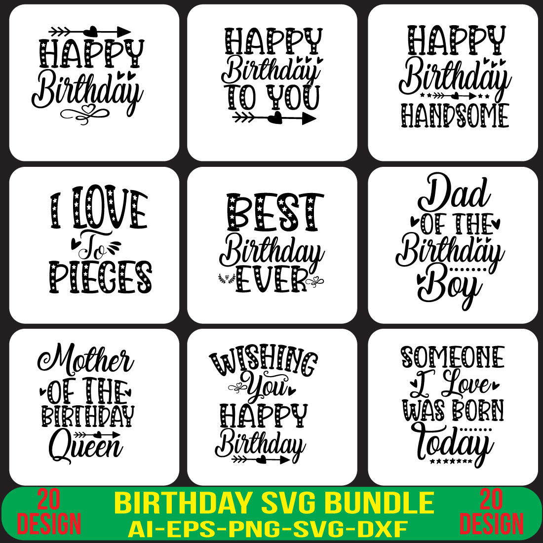 Birthday Svg Bundle cover image.