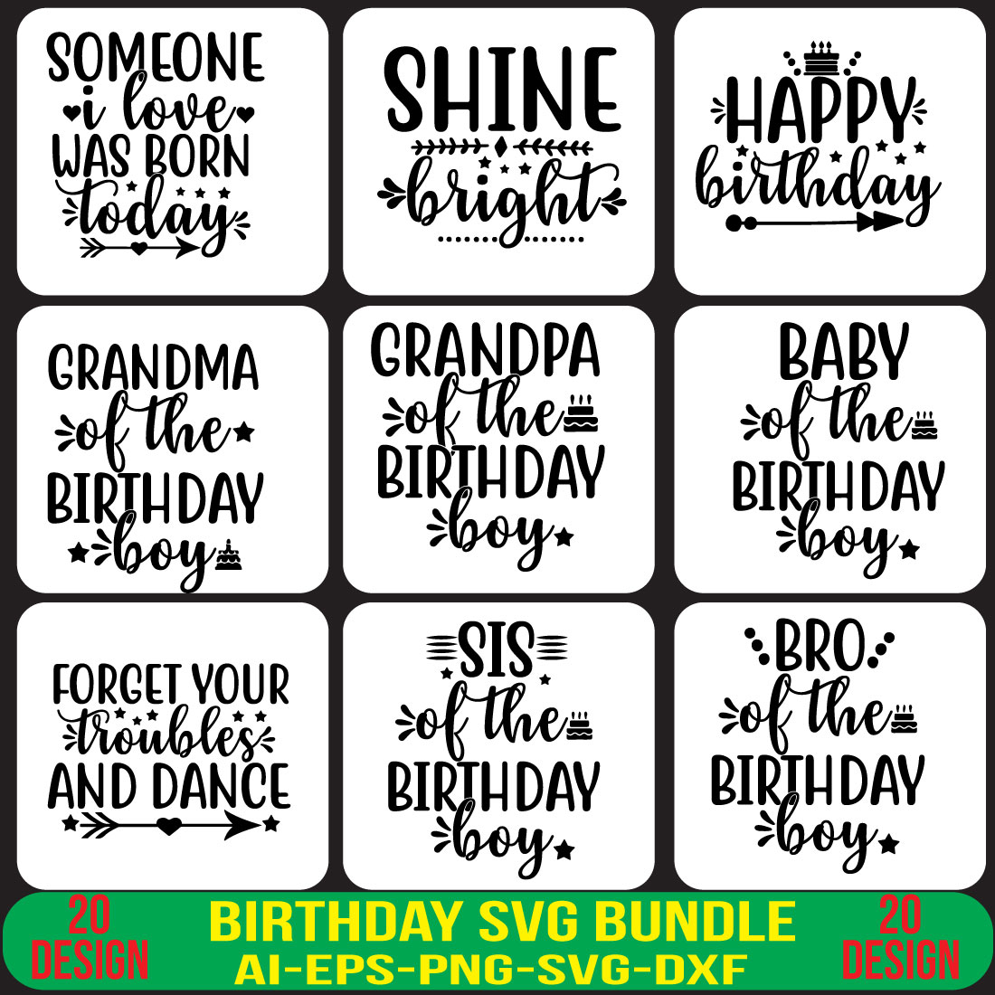 Birthday Svg Bundle preview image.