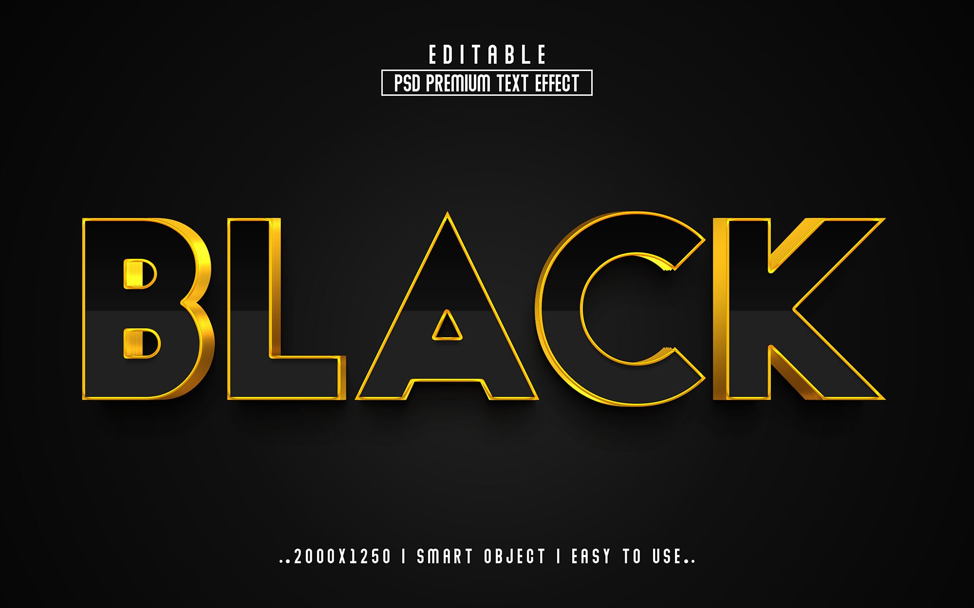 Black 3D Editable Text Effect stylecover image.