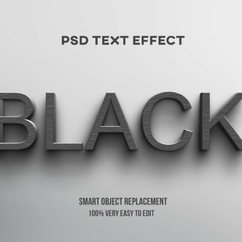 Black 3D Editable Text Effect Psdcover image.