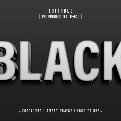 Black 3D Editable Text Effect stylecover image.